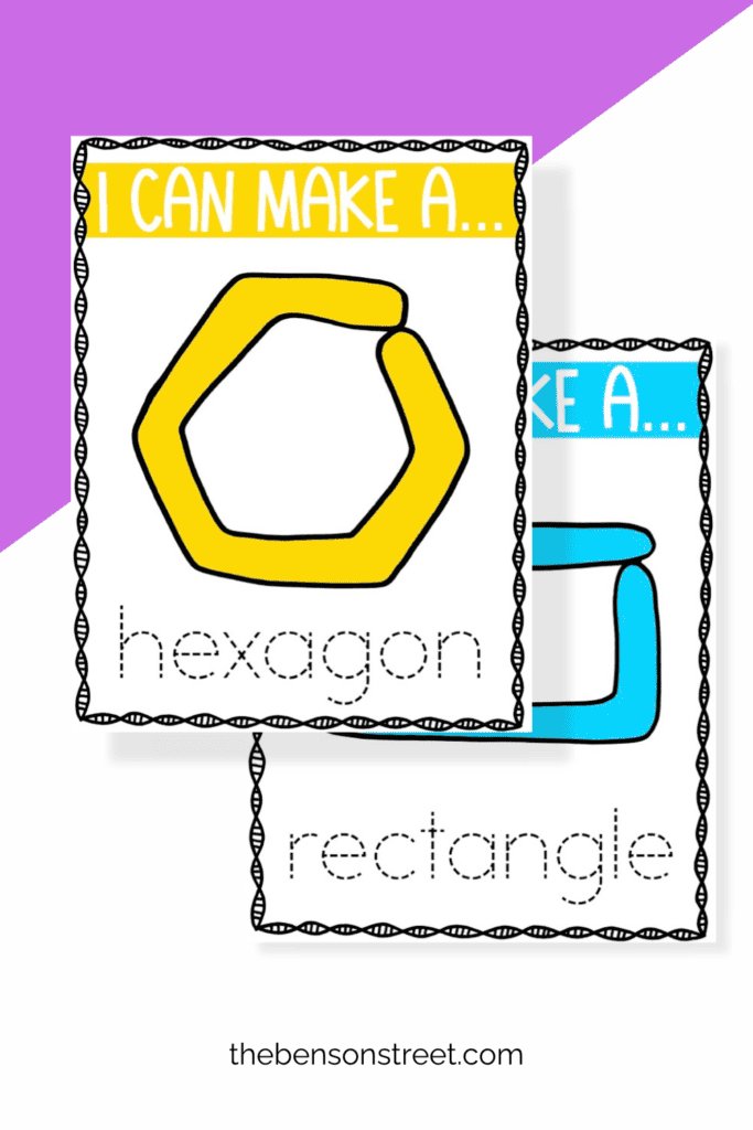 Hexagon and rectangle playdough mats for fine motor skills