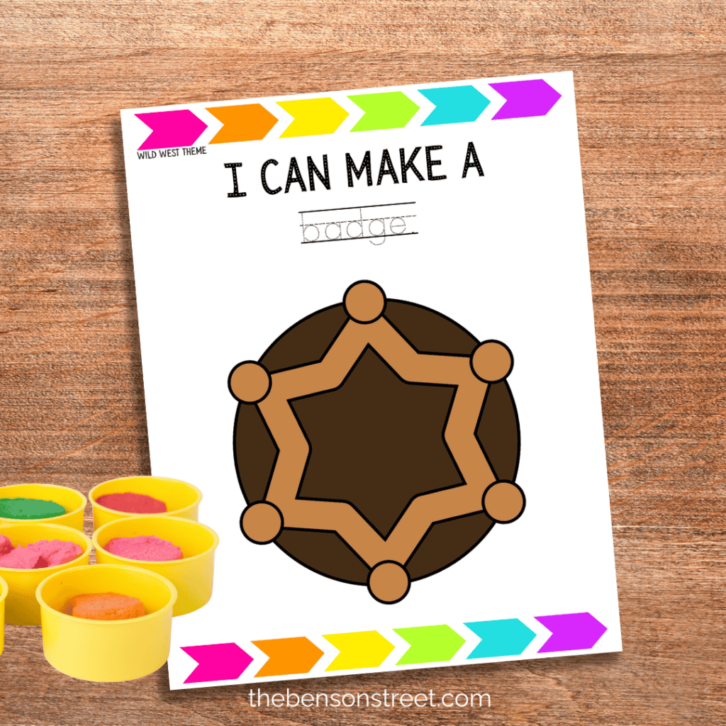 I can make a badge wild west themed playdough mat