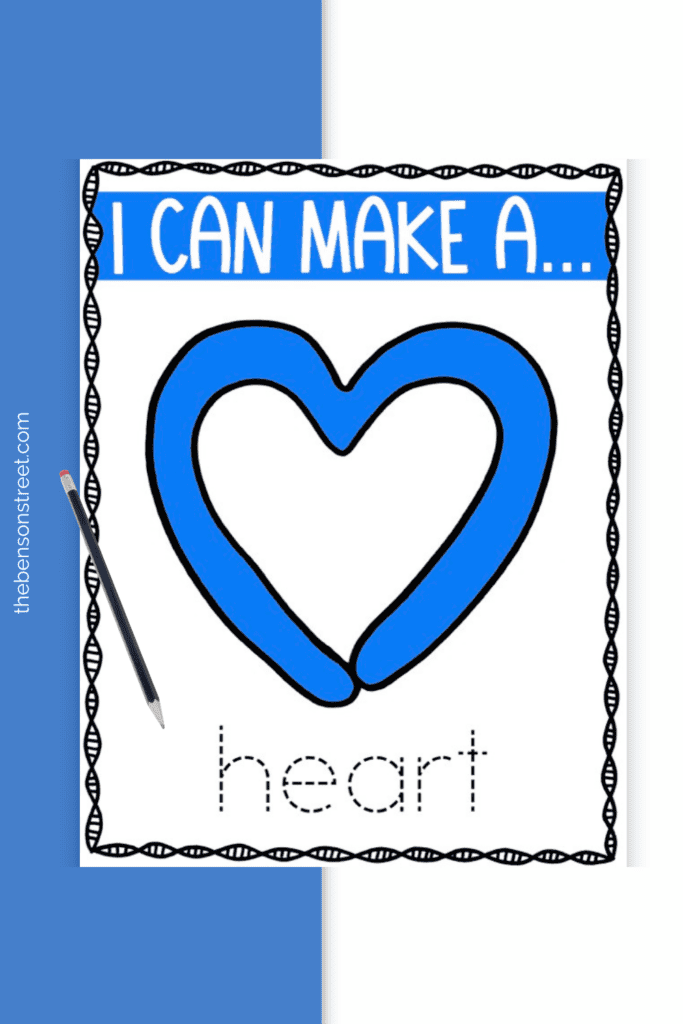 I can make a play-doh heart with a pencil on top
