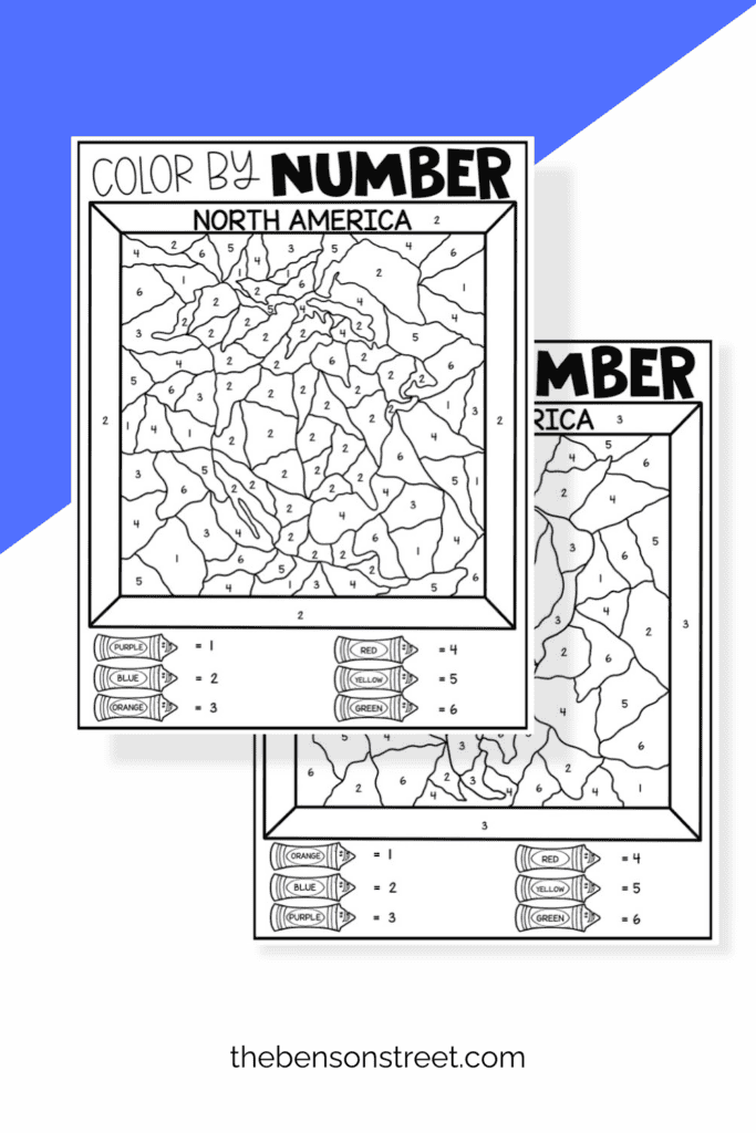 North American and South America Color by Number Coloring Pages