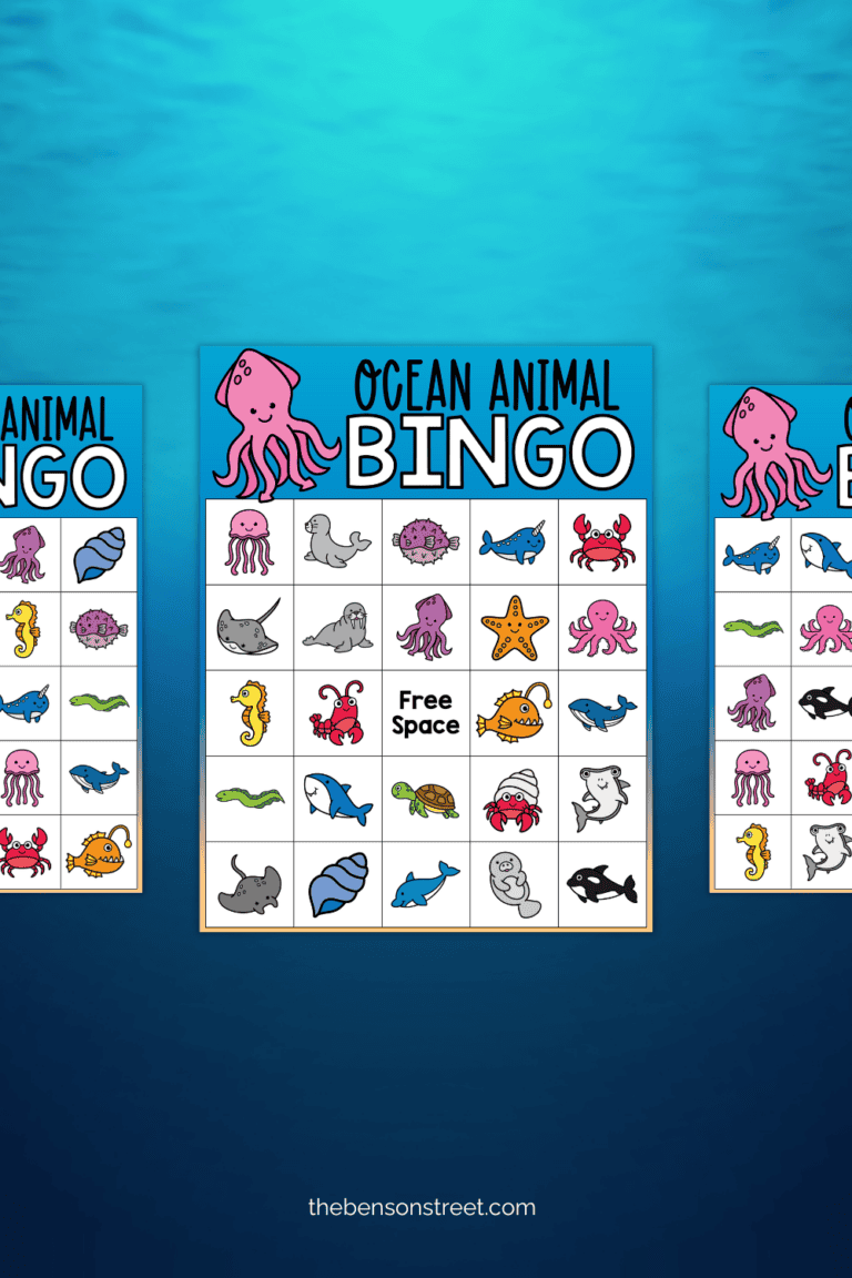 Ocean life bingo boards for kids free to print
