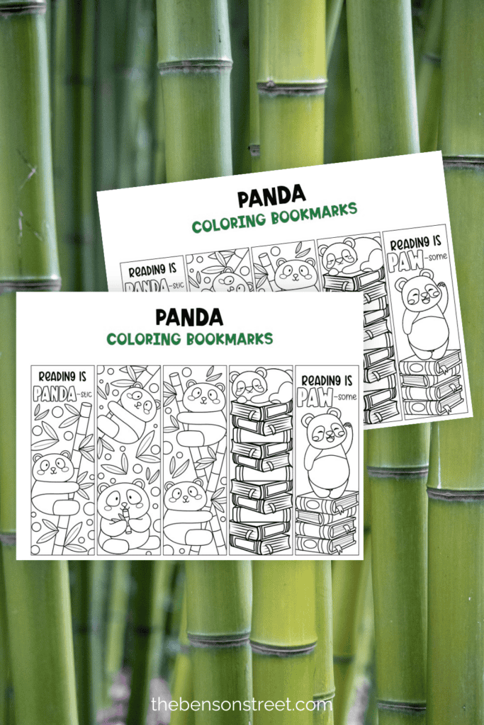 Panda bookmarks with bamboo in the background