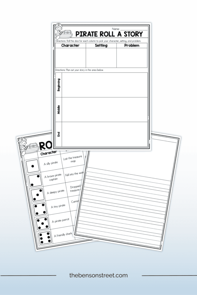 Roll a pirate story writing game