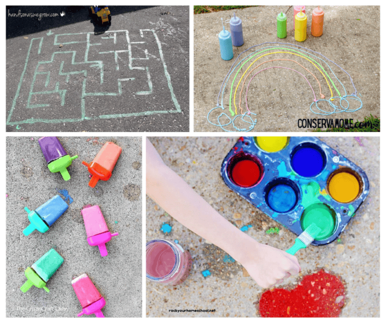 Sidewalk Chalk Activities and Recipe Ideas for Kids