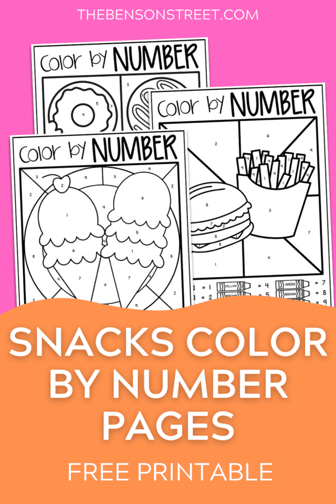 Snacks Color by Number Pages Free Printable