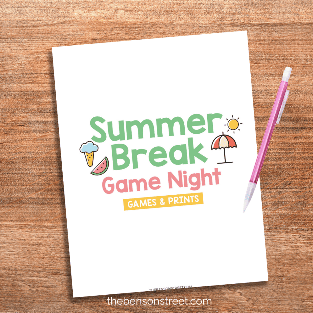 Summer Break Game Night Games & Prints