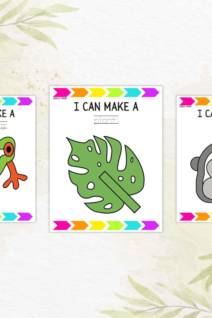 Three jungle playdough mats for kids