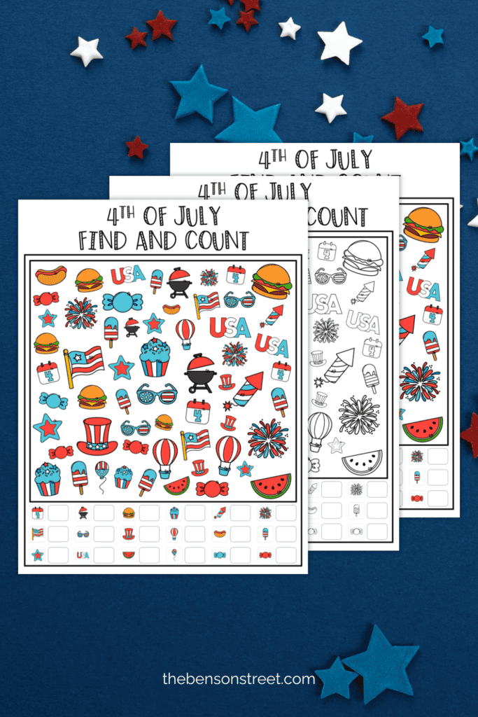 Three pages of a 4th of july activity page for kids