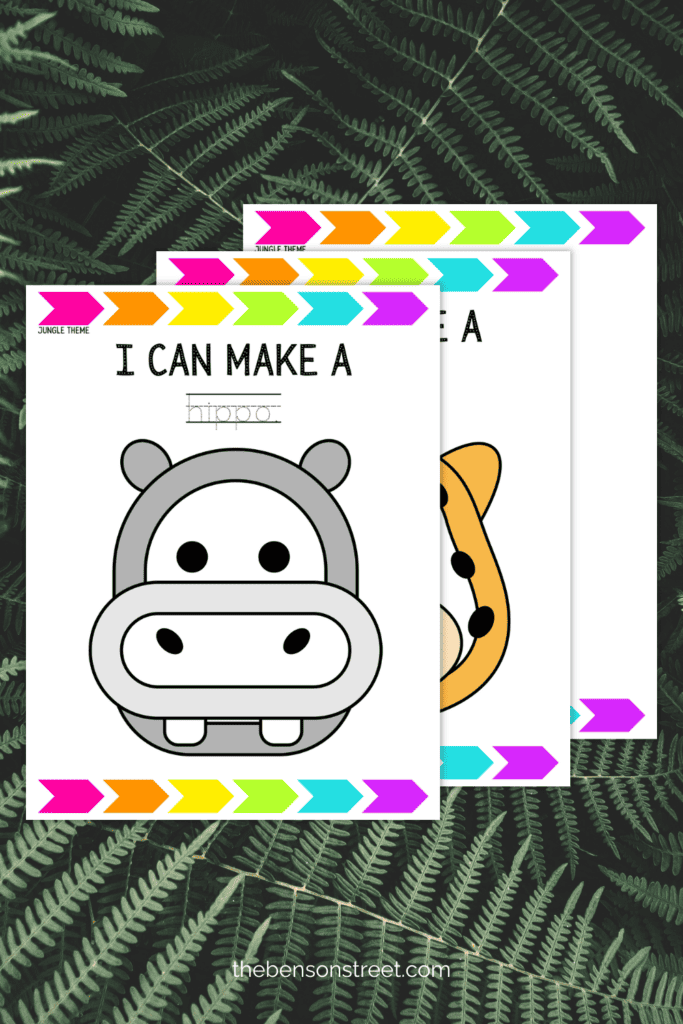 Three playdough mats with a jungle theme