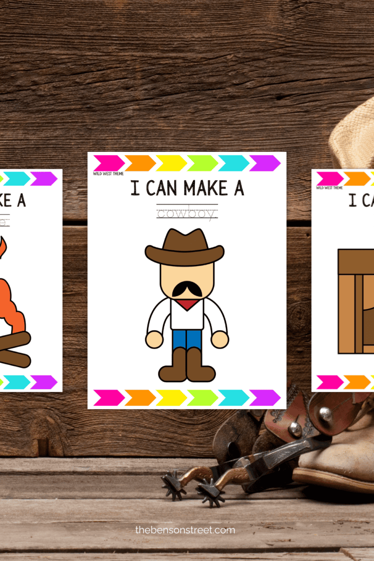 Three wild west playdough mats with a cowboy