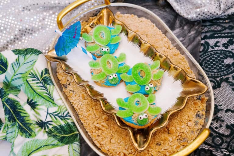 Tray with sea turtle cookies on it