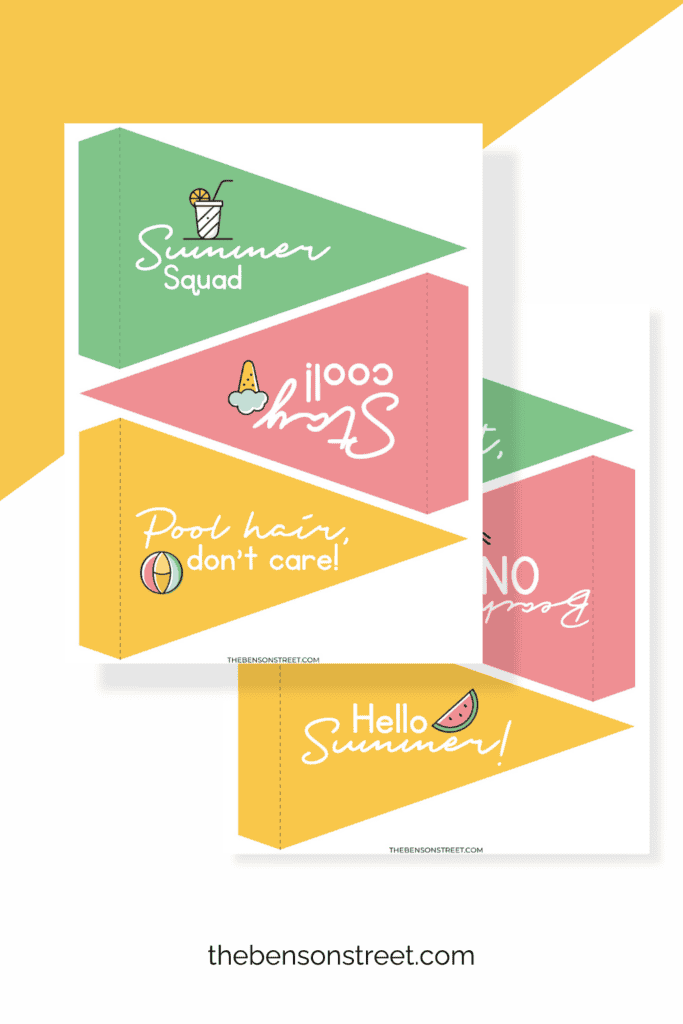 Two Pages of Printable summer Game Night decorative flags