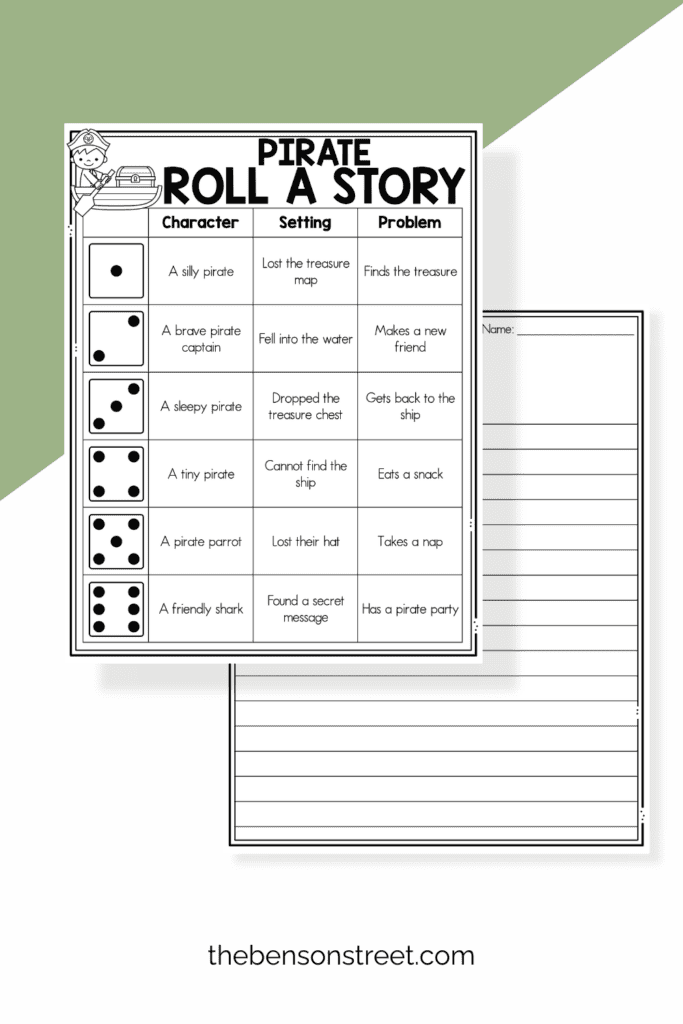 Two printable pirate sheets for a writing activity