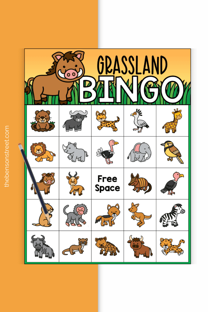 A game board for grassland bingo