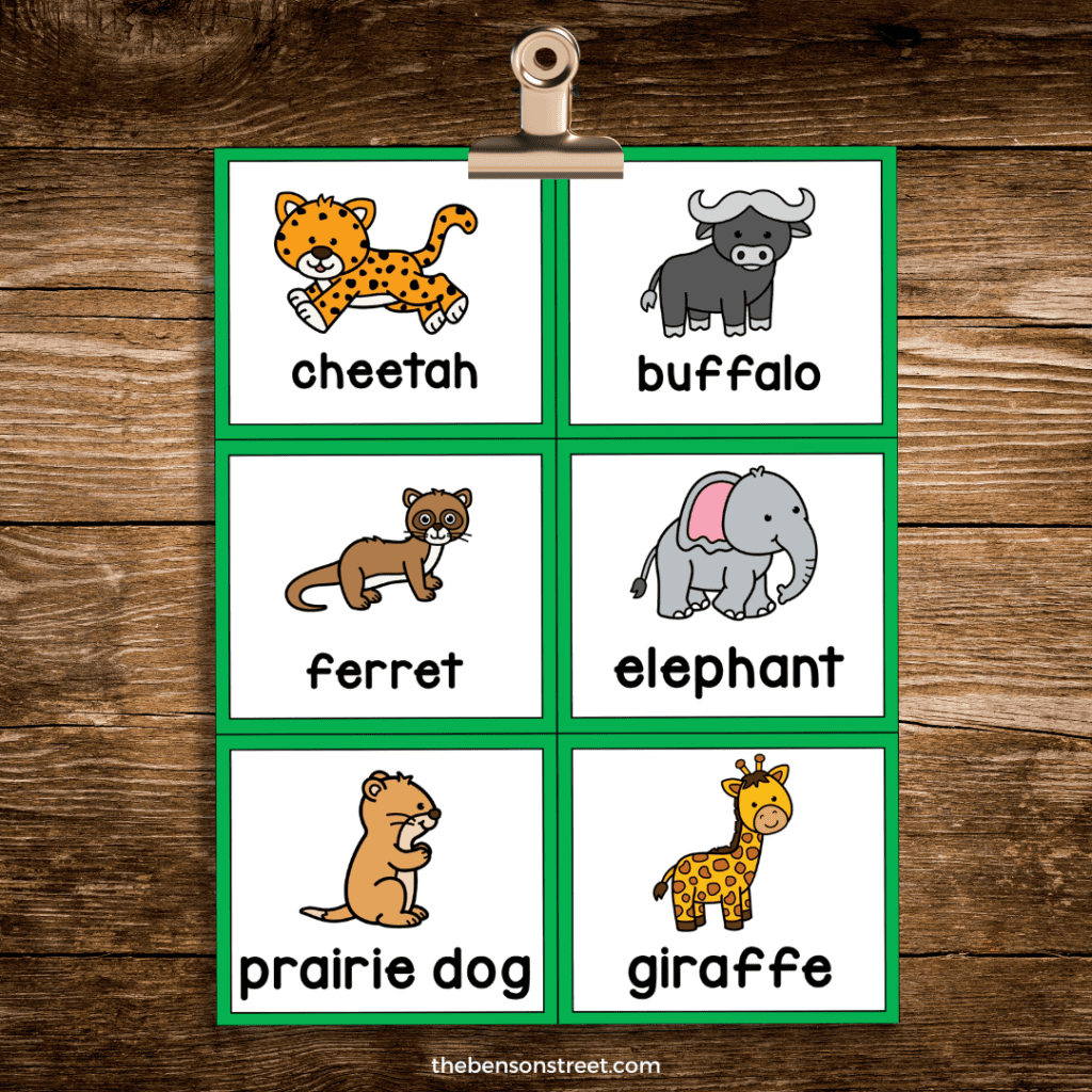 A sheet of calling cards for grasslands bingo