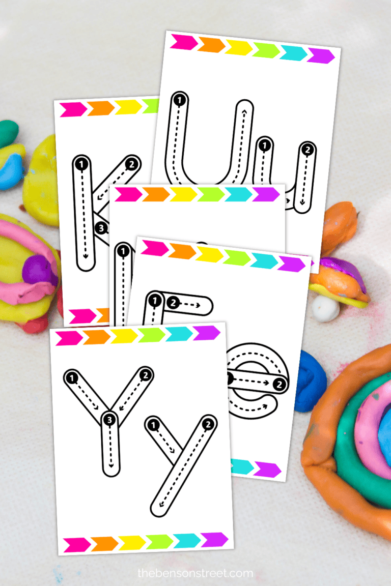 Alphabet Playdough Mats for kids to learn about letters free printable