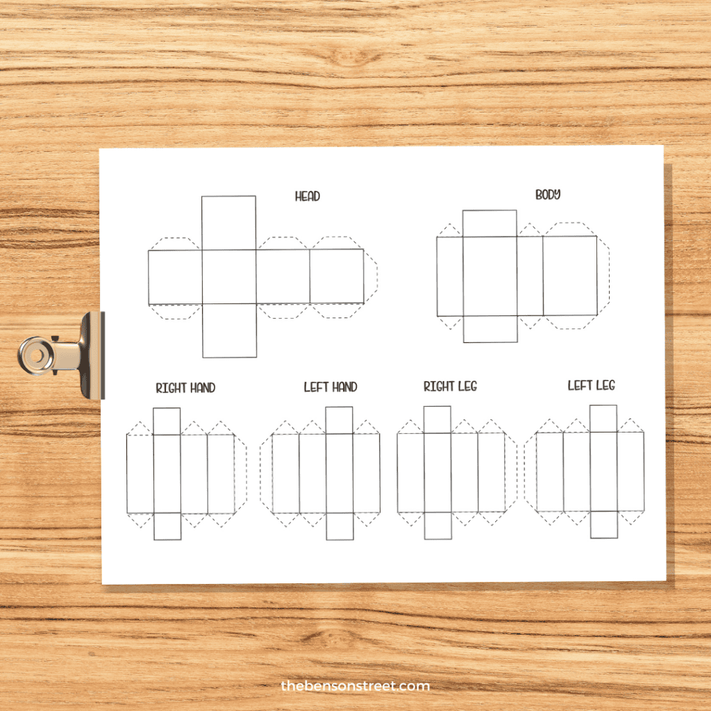 Design your own free printable 3D Minecraft inspired paper doll with a blank template