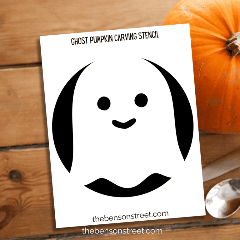 Ghost Pumpkin Carving Stencil printable sheet