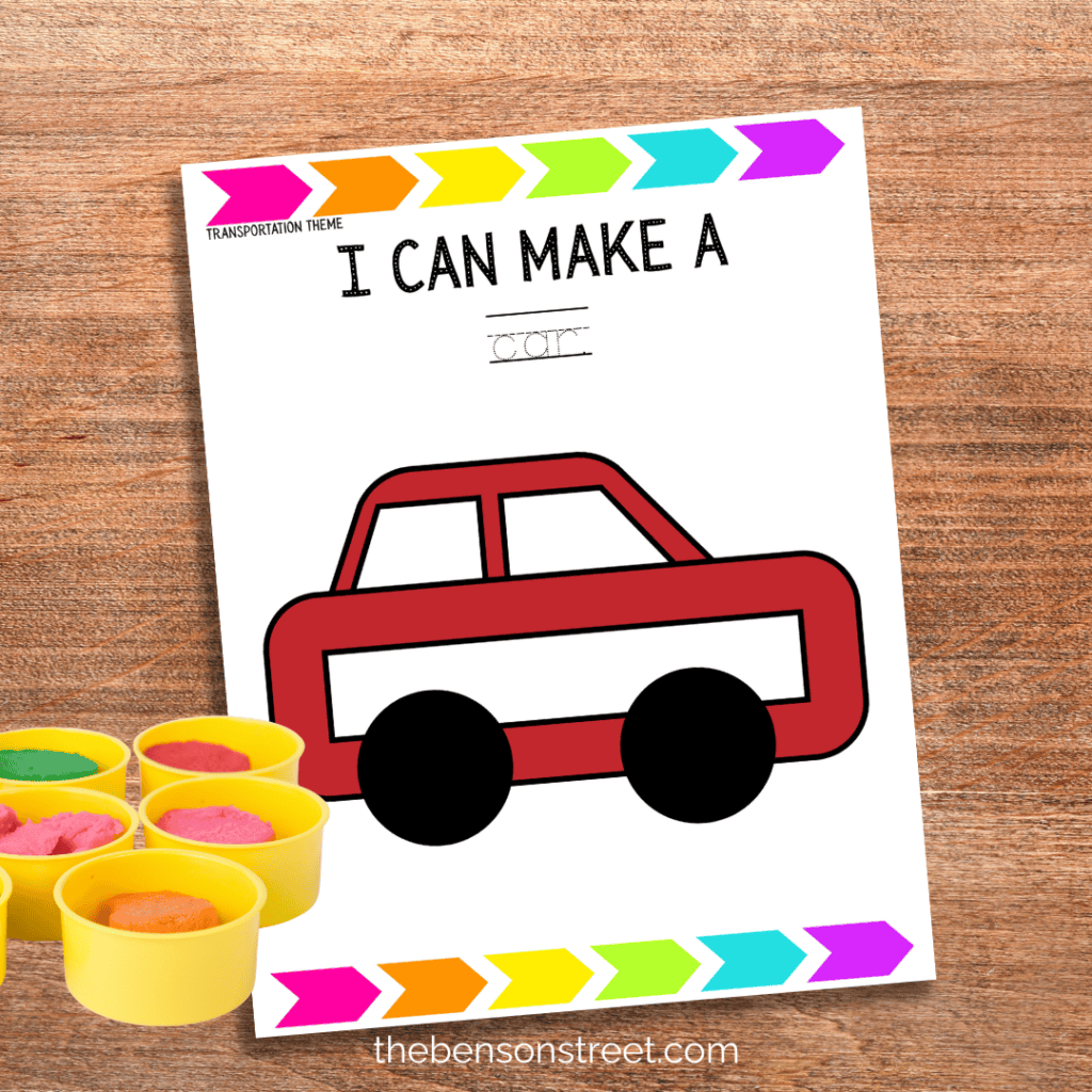 I can make a car playdough mat with playdough