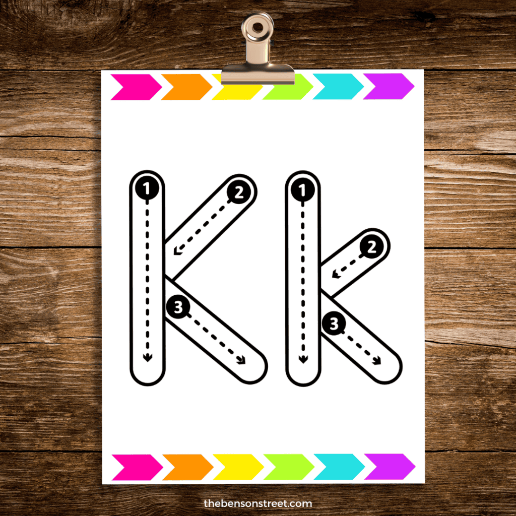 Letter K Alphabet Playdough Mat on a clip
