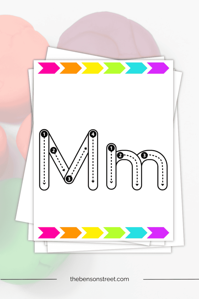 Letter M upper and lower case playdough mat