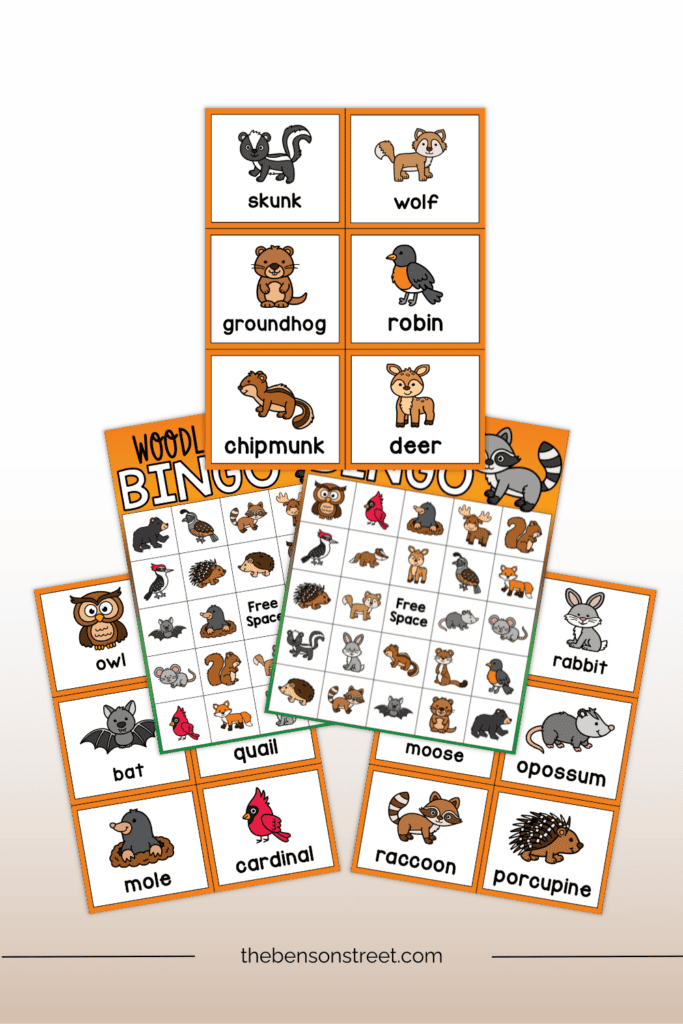 Play a fun game of woodland animals bingo with a free printable game