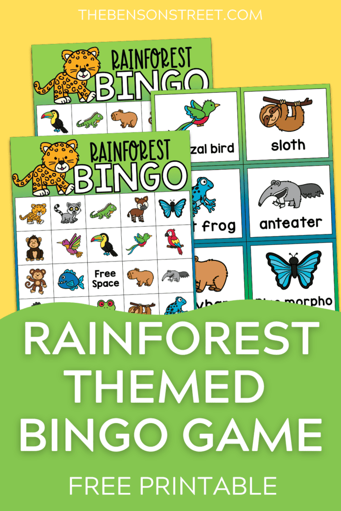 Rainforest Themed bingo Game Free Printable