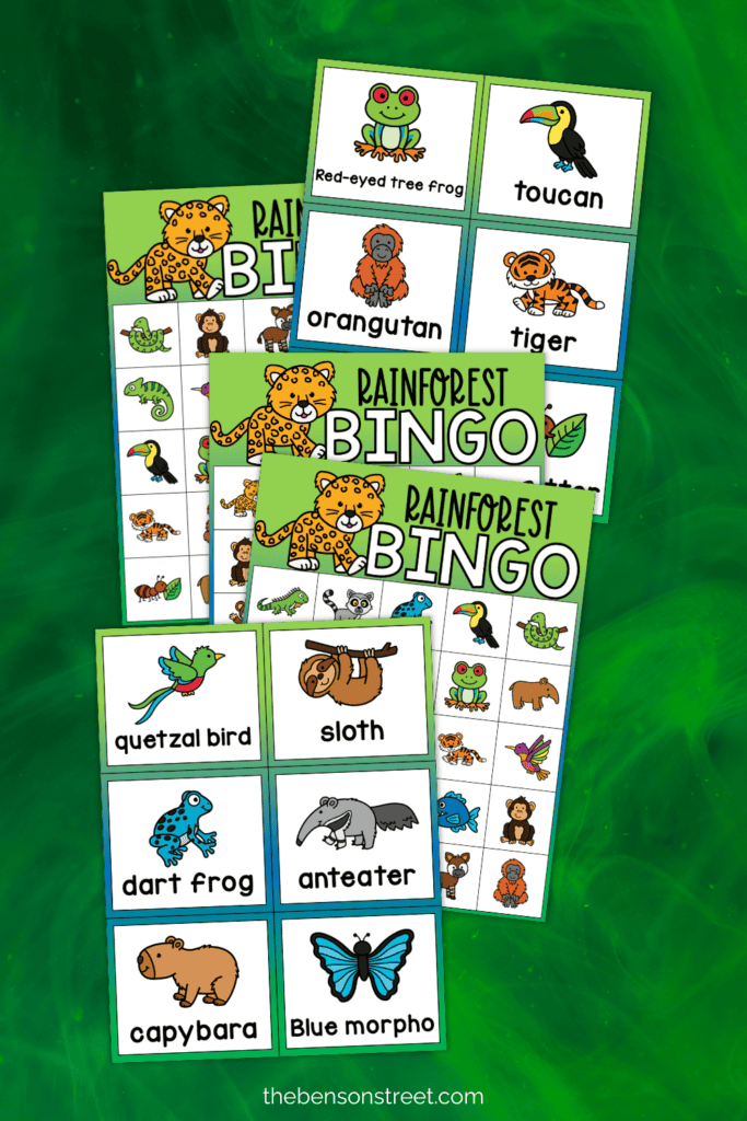 Rainforest bingo freebie game that you can print at home