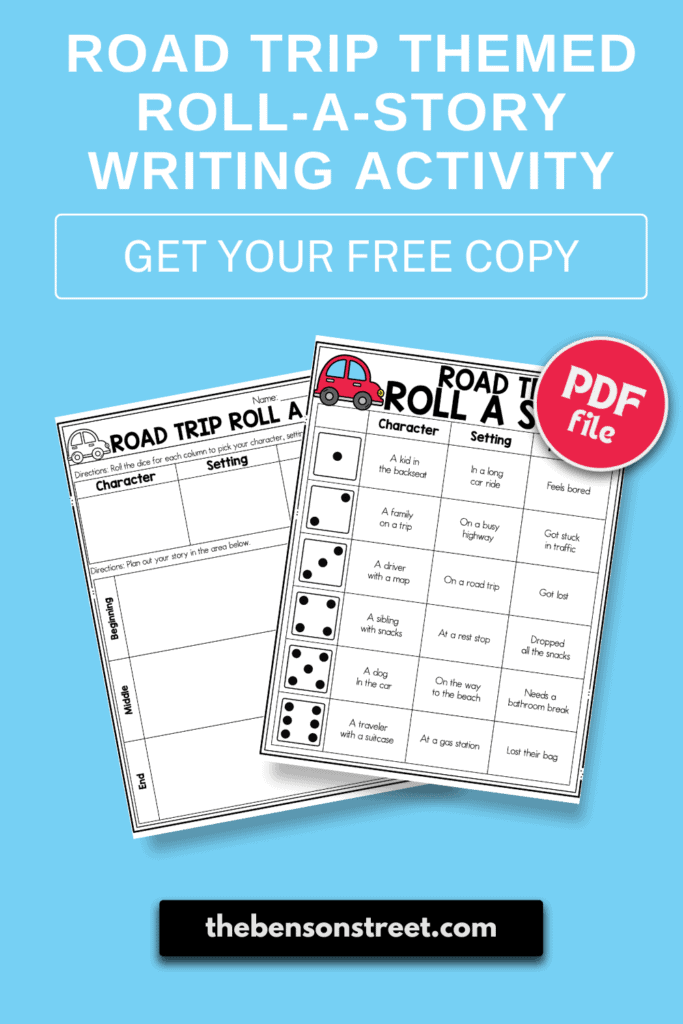 Road Trip Themed Roll a story writing activity get your free copy of the pdf file