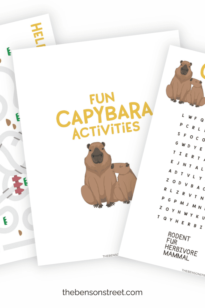 Simple printable capybara activities for kids