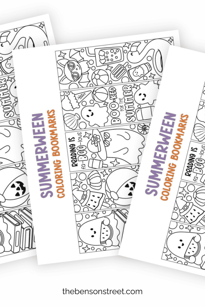 Summerween Coloring Bookmarks in a fanned out stack