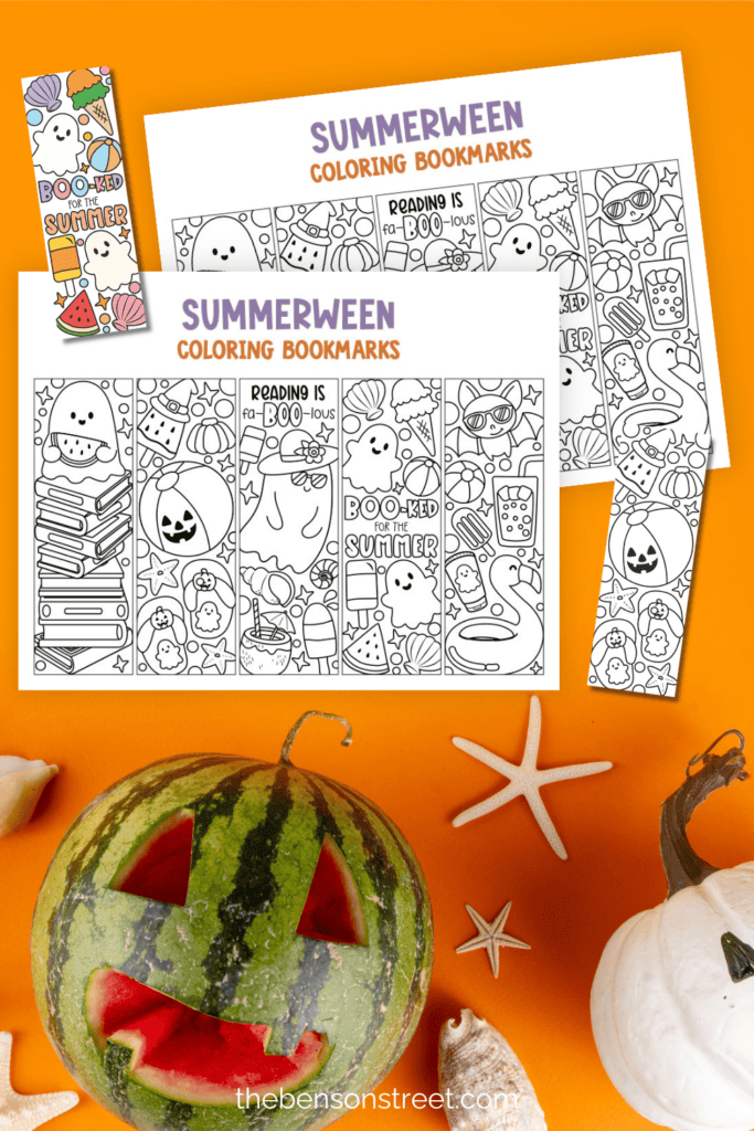 Summerween themed bookmarks to color in and customize