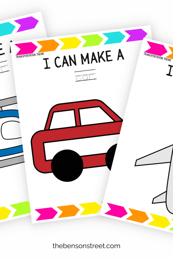 Three free playdough mats with a transportation theme