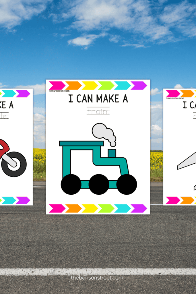 Three playdough mats with a transportation theme