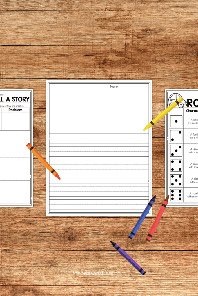 Three sheets for a road trip story using a dice to help you decided the character, problem and setting
