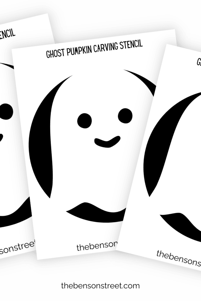 Three sheets of a free printable ghost pumpkin stencil pages