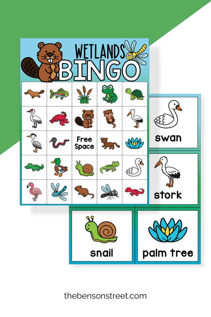 Wetlands bingo game boards and calling cards