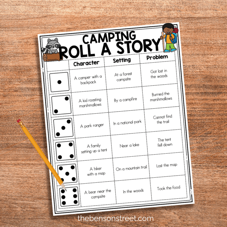 Write a Camping Story with this Roll a Story Activity printable