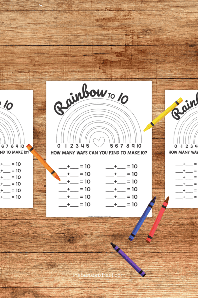 A table with coloring math worksheets for single digit to 10 addition worksheets