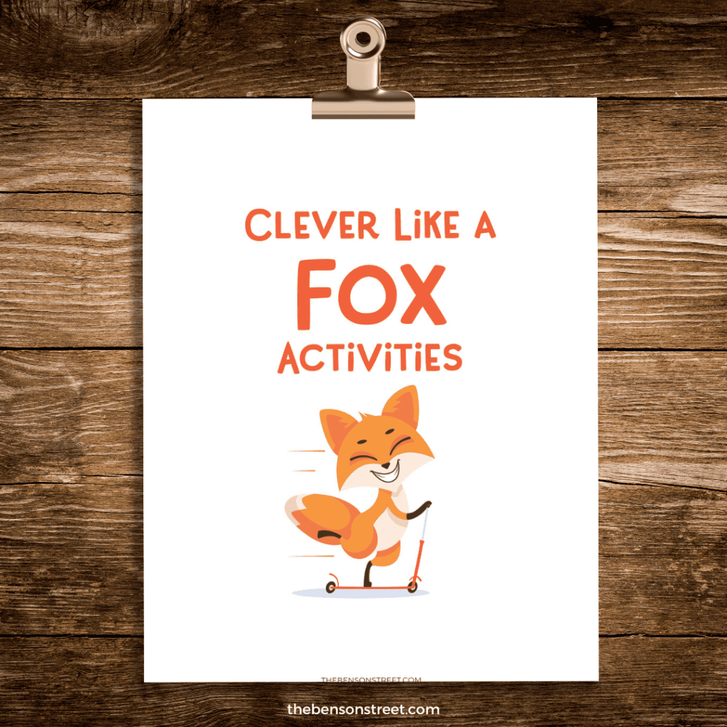 Clever like a fox activities title page for a printable pack 