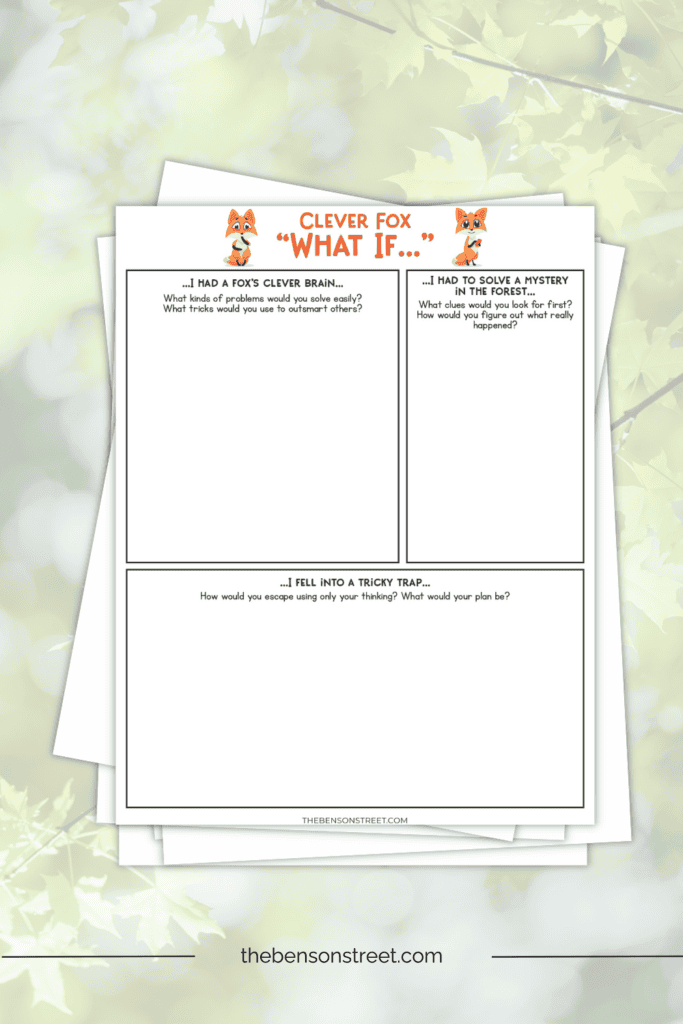 Clever like a fox what if sheet for a fox activity page