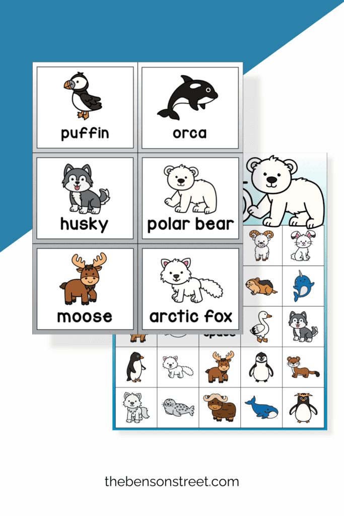 Free Printable arctic themed bingo game for kids free to print