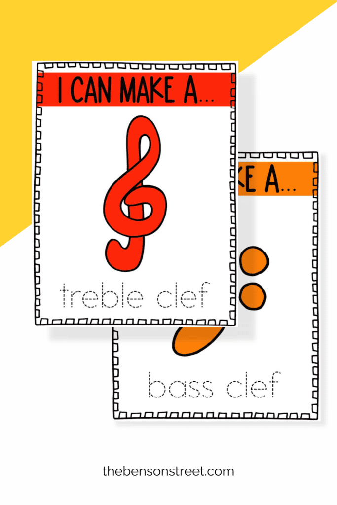 Free Printable treble clef and bass clef playdough mats