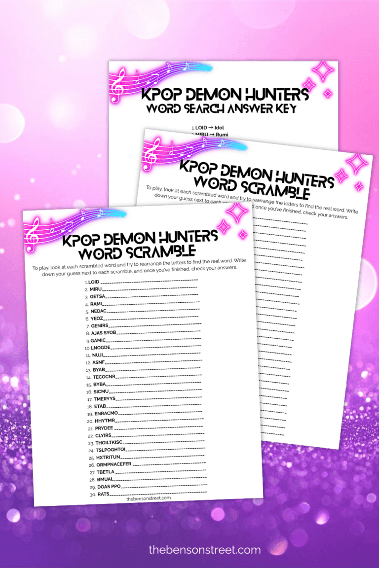 Free to download KPop Demon Hunters Word Scramble puzzle