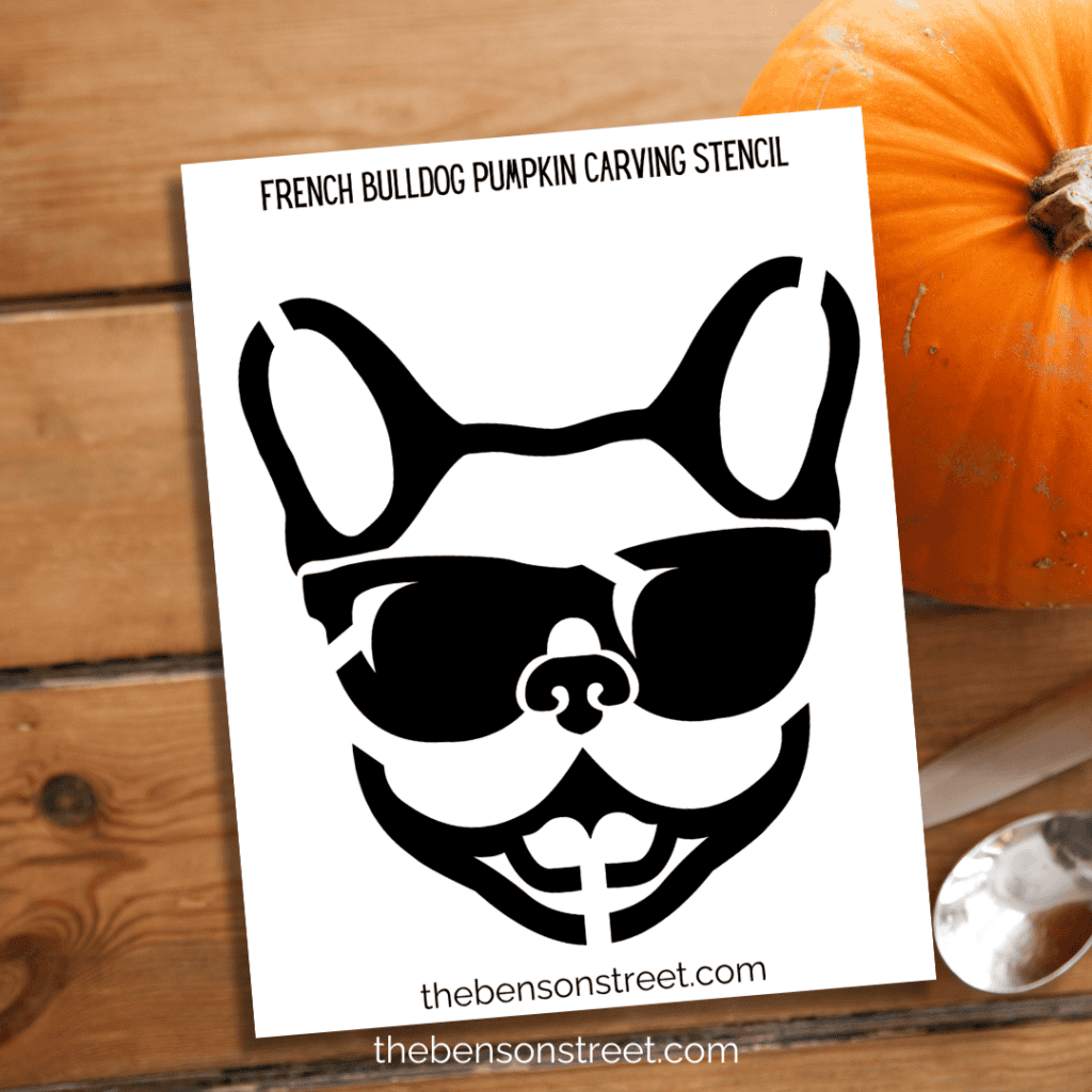 French Bull Dog Pumpkin Carving Stencil