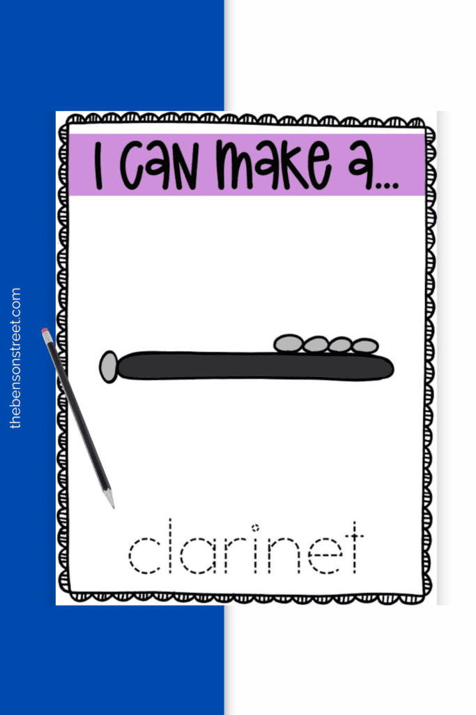 I can make a clarinet playdough mat printable