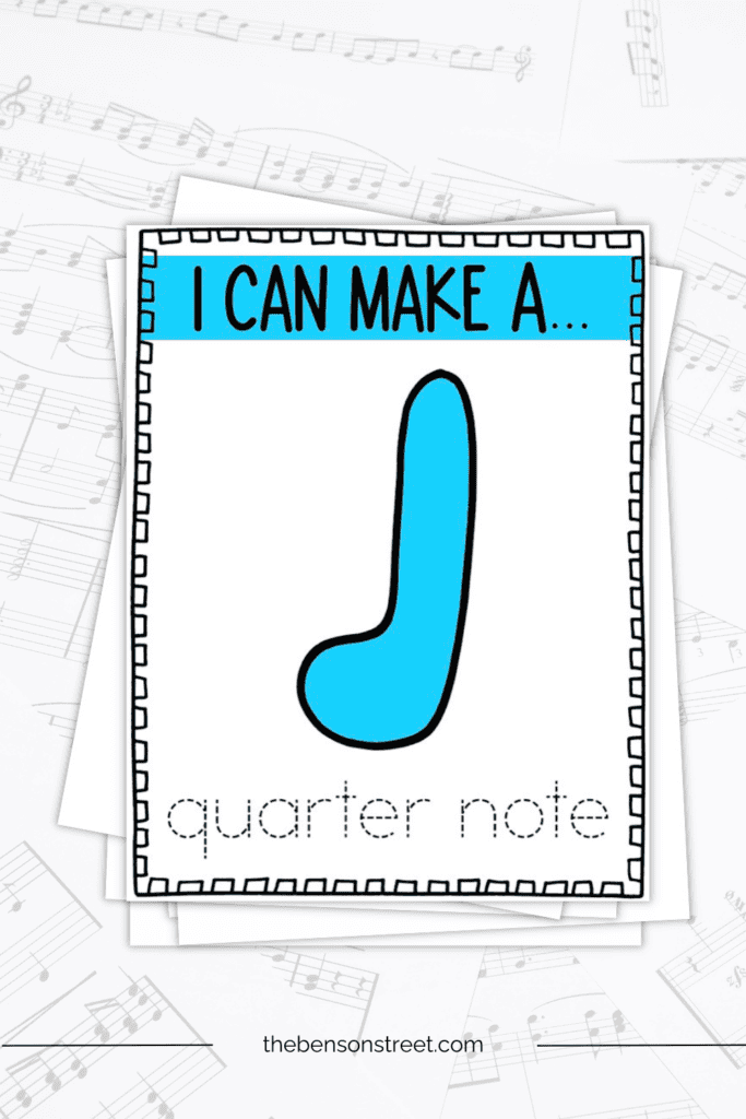 I can make a quarter note playdough mat in a music note set 