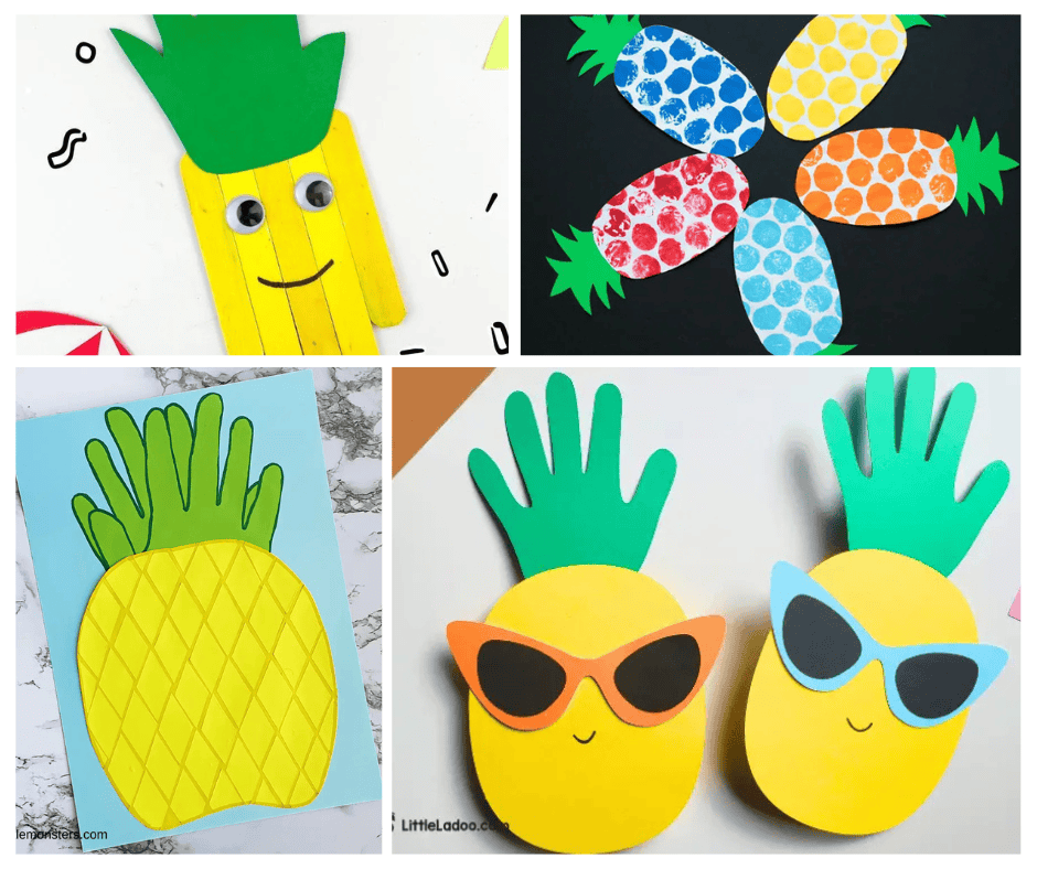 Pineapple themed crafts for kids to make during summer