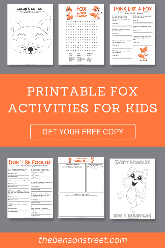Printable Fox Activities for Kids Get your free copy