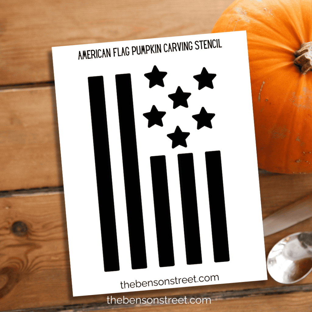 A Flag Pumpkin stencil with stars and stripes 